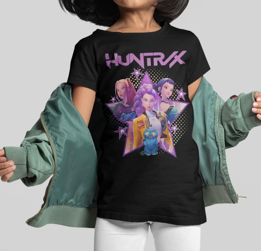 Huntrix Demon Hunters T-shirt – Svart Unisex K-Pop Stil Huntrix Demon Hunters T-shirt – Svart Unisex K-Pop Stil